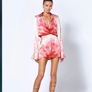 Alexis vento dress with feather print.